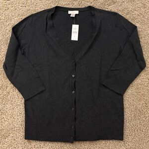 LOFT Charcoal Gray 3/4 Length Cardigan